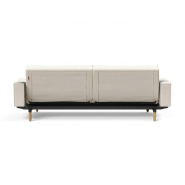 Canapé convertible Splitback Stem avec accoudoirs - pieds obus en chêne naturel - tissu bouclé Off White - couchage 115x210 cm_5