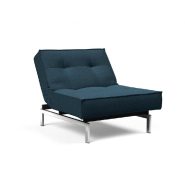 Fauteuil design convertible lit Splitback Chrome - tissu Argus Navy Blue - 90x115 cm - Innovation Living_5
