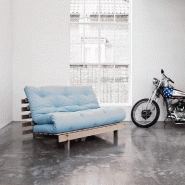 Canapé convertible futon ROOTS - Pin naturel bleu clair - Couchage 140x200 cm - Design japonais et scandinave_5