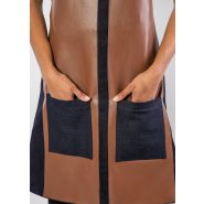 Tablier à bavette - modèle cannes en denim avec empiècement cuir ou simili-cuir - personnalisable et fabriqué en France_5