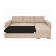 Canapé d'angle réversible convertible Danko - tissu beige avec coffre de rangement_5