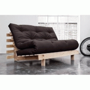 Canapé convertible futon ROOTS - Pin massif naturel - Coloris gris foncé - Couchage 140x200 cm_5