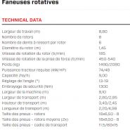 Faneuse rotative à 8 rotors avec épandage uniforme et réglages précis