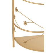 Console demi-lune MELAURE en métal doré - Plateau en verre - Motifs fleuris - L100 x H77 x P24_5