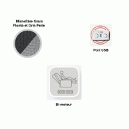 Fauteuil relax électrique Cabries - Bi-moteur - Microfibre bicolore Gris plomb/Perle - Piètement étoile métal noir pivotant_5