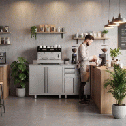 Meuble inox pour machine à café - 1000 x 600 mm - 2 portes battantes_5