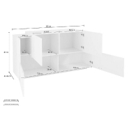 Buffet design CORO 160 cm - Blanc laqué brillant et érable vintage - Rangement spacieux_5