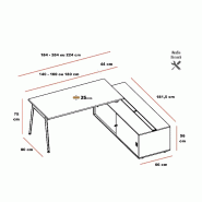 Bureau Manager X3 Quadrifoglio: rangement et style - 184, Blanc, Blanc, Avec caisson_5
