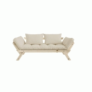 Banquette méridienne convertible futon BEBOP - Pin naturel beige - Couchage 75x200 cm_5
