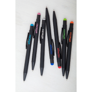 Stylo à bille stylet en aluminium - finition caoutchoutée - gravure colorée - encre bleue_5