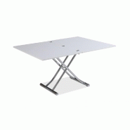 Table basse relevable extensible Trendy - mélaminé chêne blanc avec pied chromé - 110 x 70/140 cm_5