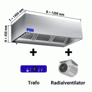 Hottes caisson inox avec moteur, variateur, filtre et éclairage - Profondeur 1400 mm - 1200_5