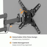 VALUE Bras TV mural, 3 axes, 13-43 pouces, jusqu'à 20 kg_5