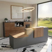 Comptoir d'accueil bi-colore avec PMR Delta et réhausse - 242, Gauche, Oui, Anthracite, Acacia foncé_5