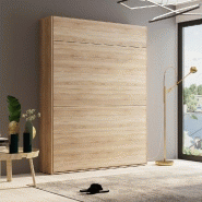 Lit escamotable studio chêne - couchage 160x200 cm avec ouverture assistée et pieds automatiques_5