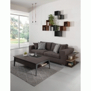 Table basse relevable en noyer foncé Brighton 2 - piètement gris ardoise 110x70cm avec rangement intégré_5
