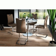Lot de 4 chaises KILOU en tissu marron avec piètement luge - Design chic et moderne_5