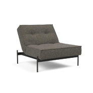 Innovation Living - Fauteuil design Splitback convertible lit 90x115 cm - Flashtex Dark Grey - Pieds acier noir mat_5