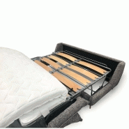 Canapé lit compact 3/4 places LISBONNE 160cm - Sommier à lattes - Matelas 13cm - Tissu tweed anthracite chiné_5