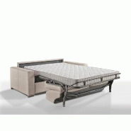 Canapé convertible 3 places Excellence - Sommier à lattes - Matelas memory 18 cm inclus - Velours orange - 140x197 cm_5