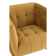 Fauteuil lounge Marianah ocre - style contemporain et assise capitonnée en velours_5