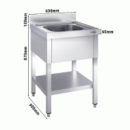 Plonge inox 1 bac avec étagère - P 600 mm -_5