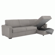 Canapé d'angle convertible Dreamer - système ouverture Express, méridienne modulable avec coffre, sommier à lattes 140 cm, matelas 16 cm - Velours gris clair_5