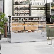 Vitrine réfrigérée pour pâtisserie - 1800 mm - 2 étagères - Inox_5