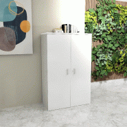Armoire moyenne avec portes en bois - Mobel Linea - 80, Blanc pastel_0