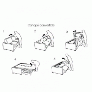 Canapé convertible Suède 140 cm - ouverture express, sommier à lattes Renatonisi, matelas 16 cm tweed jaune_5
