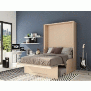 Armoire lit escamotable Sofa Automatica 140 cm - Canapé microfibre gris - Structure taupe_5