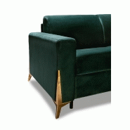 Canapé lit convertible CALYPSO - Ouverture express 140x197 cm - Matelas 16 cm - Pieds dorés - Velours vert_5