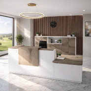 Comptoir d'accueil bi-colore avec PMR Delta et réhausse - Droite, Blanc, Oui, 282, Chêne grisé_5