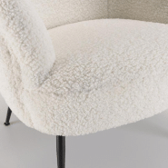 Fauteuil cosy blanc Gothy - tissu bouclette et pieds métal noir - design luxueux et confortable_5