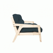 Canapé convertible futon GRAB - Pin naturel - Coloris bleu - Couchage 130 x 190 cm - Style scandinave_5