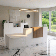 Banque d'accueil Design & Ergonomique : La solution idéale pour Cabinets Médicaux - Blanc, Gauche, Oui, 282, Acacia foncé_0