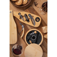 Set à vin - tire-bouchon, bouchon et embout en acier inoxydable avec boîte en bambou_5