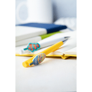 Stylo à bille en plastique - clip sur mesure - encre bleue - marquage UV LED - couleur jaune_5