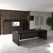 Bureau de Direction E10 - QUADRIFOGLIO - 264, Ébène, Avec voile de fond, Cuir noir_0