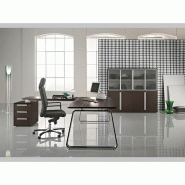 Bureau de direction design SEVENTIES - plateau en verre teinté - LAS - 3 tailles disponibles avec retour en option_5