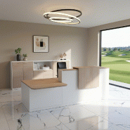 Comptoir d'accueil bi-colore avec PMR Delta et réhausse - Gauche, Blanc, Oui, 262, Acacia clair_5