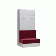 Composition angle lit escamotable blanc Dynamo Sofa - canapé intégré rouge - couchage 90x200 cm - dimensions 301x100 cm_5