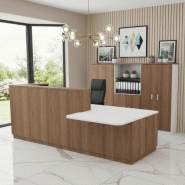 Bureau d'accueil mixte avec PMR Delta Plus - Mobel Linea - Droite, Acacia foncé, 282_0