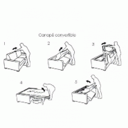 Canapé convertible scandinave 140cm - Matelas 16cm - Système express - Sommier lattes Renatonisi - Tweed bleu azur_5