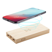 Power bank en bambou - chargeur sans fil intégré - 6000 mAh - 2 sorties USB - couleur naturelle_5