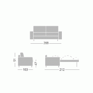 Canapé convertible PRODIGIO 140x195 - tissu microfibre rouge - pieds acier brun - fabrication italienne_5