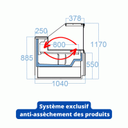 Vitrine réfrigérée traditionnelle VALOA - EINF 937, 937 mm x 1040 mm, -1°C à +5°C, LED, plexi coulissant_5