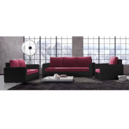 Canapé 3 places convertible JANUS - bi-matière prune et noir - lit 2 personnes 142x195 cm_5