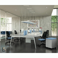 Bureau bench 6 personnes X3 - Officity - Blanc 9010, 420, Béton_0