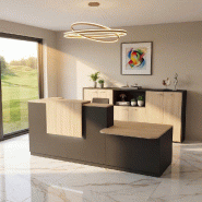 Comptoir d'accueil bi-colore avec PMR Delta et réhausse - Droite, Noir, Non, 282, Chêne moyen_5